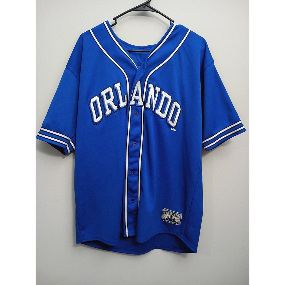 Vintage Steve & Barrys Orlando Baseball Jersey Y2K Mens Md Embroidered City Wide